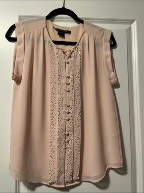 French Connection Blush Pink Sleeveless Button-Front Blouse